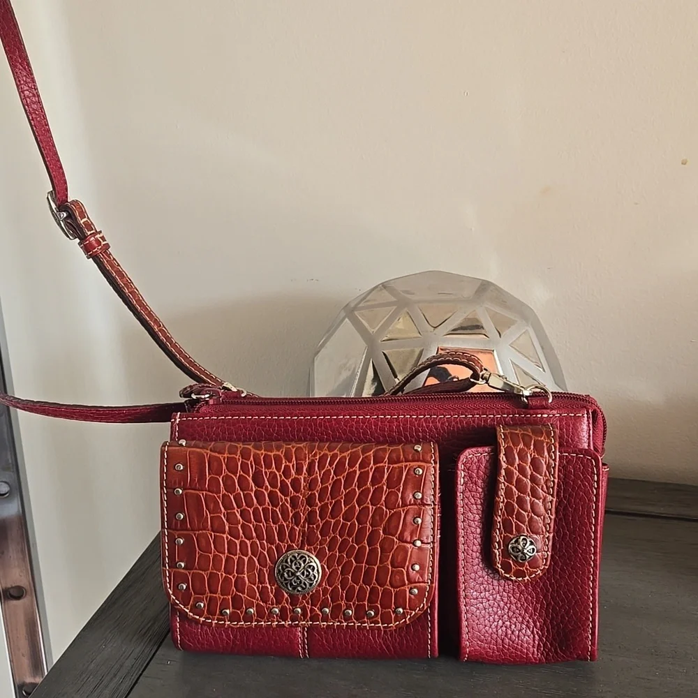 Elegant Brighton Red Leather Crossbody Bag